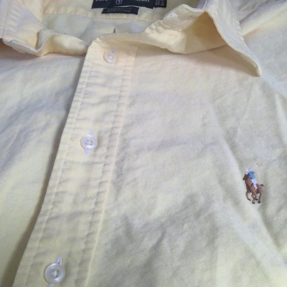 Polo Ralph Lauren Button Down Shirt Long Sleeve Yellow Yarmouth Men's XL - Picture 5 of 8